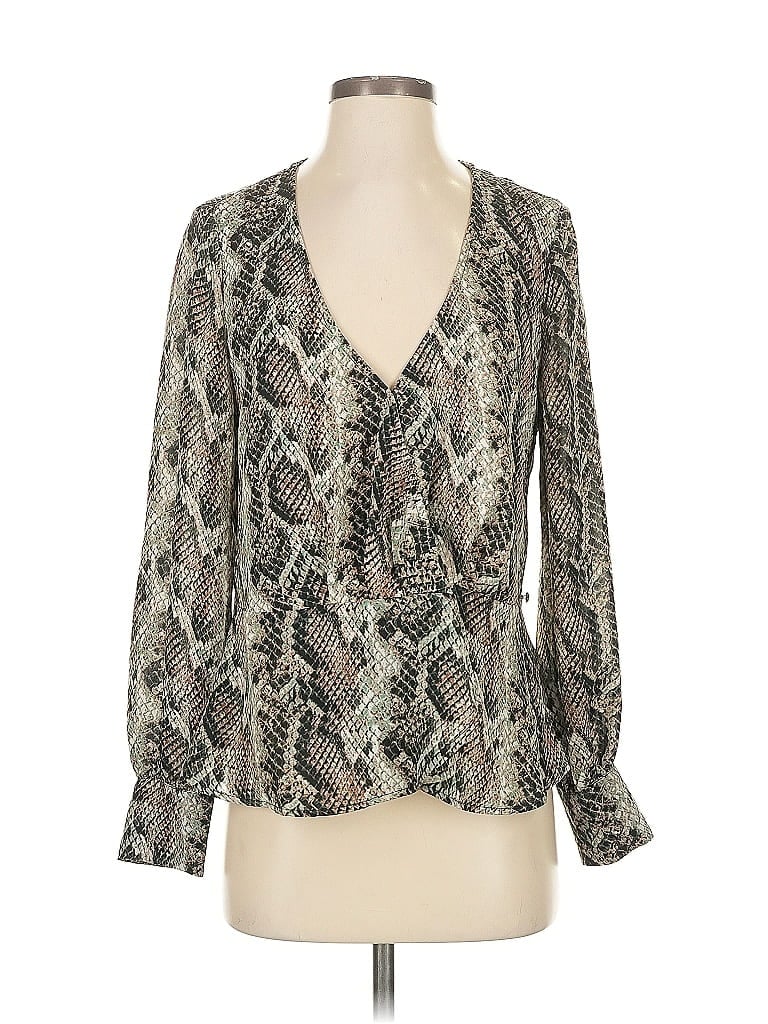 Pre-owned Cupcakes And Cashmere Long Sleeve Blouse In Green