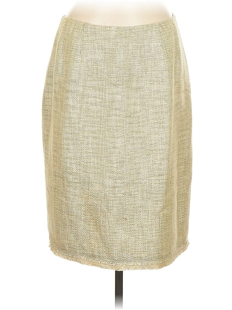 Kay Unger 100% Silk Tweed Gold Silk Skirt Size 8 - photo 1