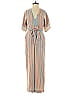 JANE HUDSON 100% Polyester Stripes Tan Jumpsuit Size XS - photo 1