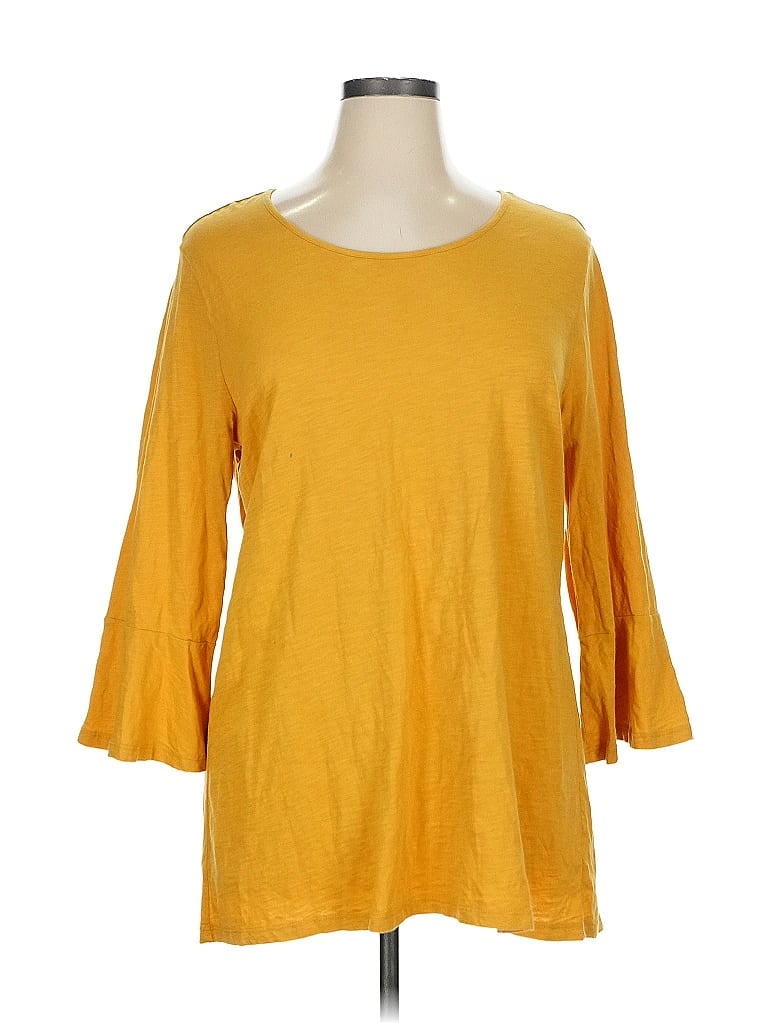 Style&Co 100% Cotton Yellow 3/4 Sleeve T-Shirt Size XL - photo 1