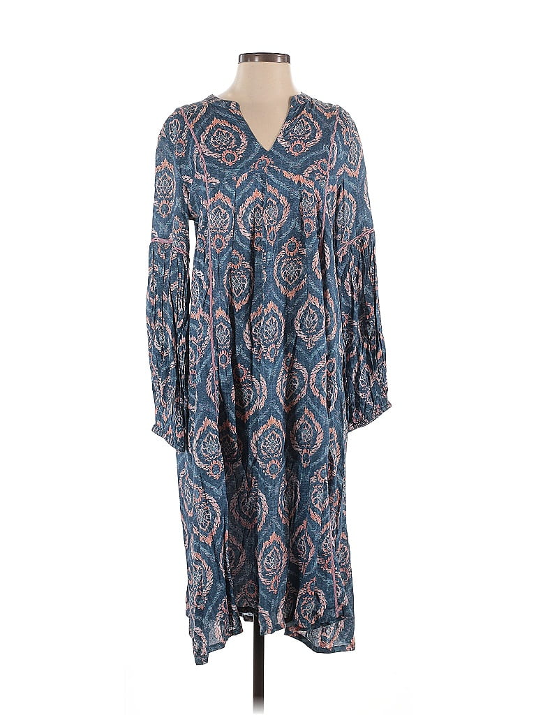 World Market 100% Viscose Paisley Blue Casual Dress Size S - photo 1
