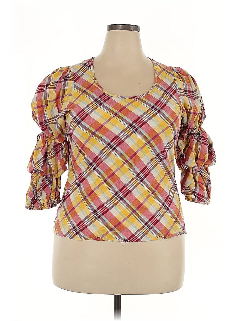 Pre-owned Max Edition 3/4 Sleeve Blouse In Yellow