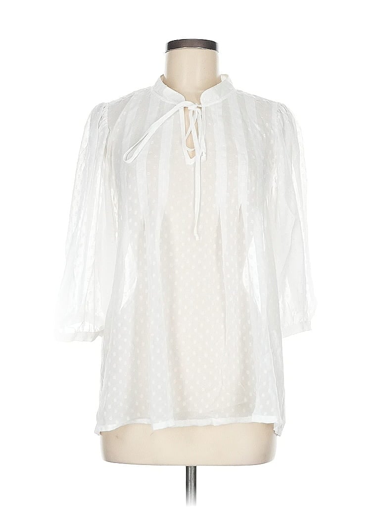 Pre-owned Daniel Rainn 3/4 Sleeve Blouse In White