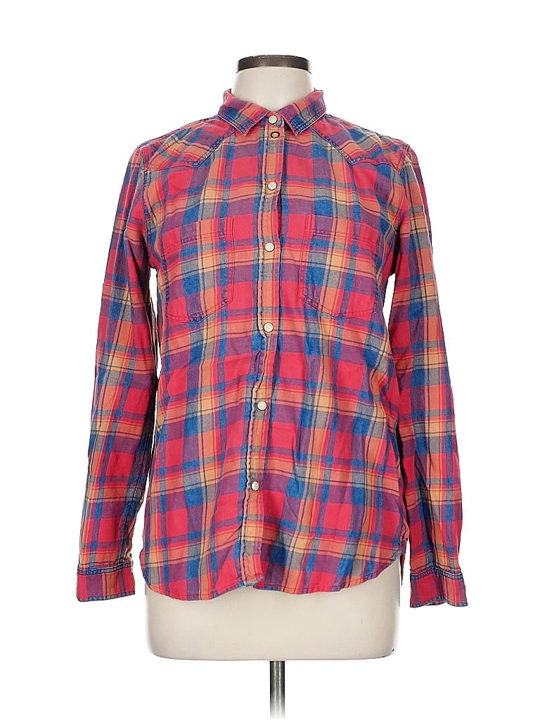 Pre-owned American Eagle Outfitters Long Sleeve Button Down Shirt In Red