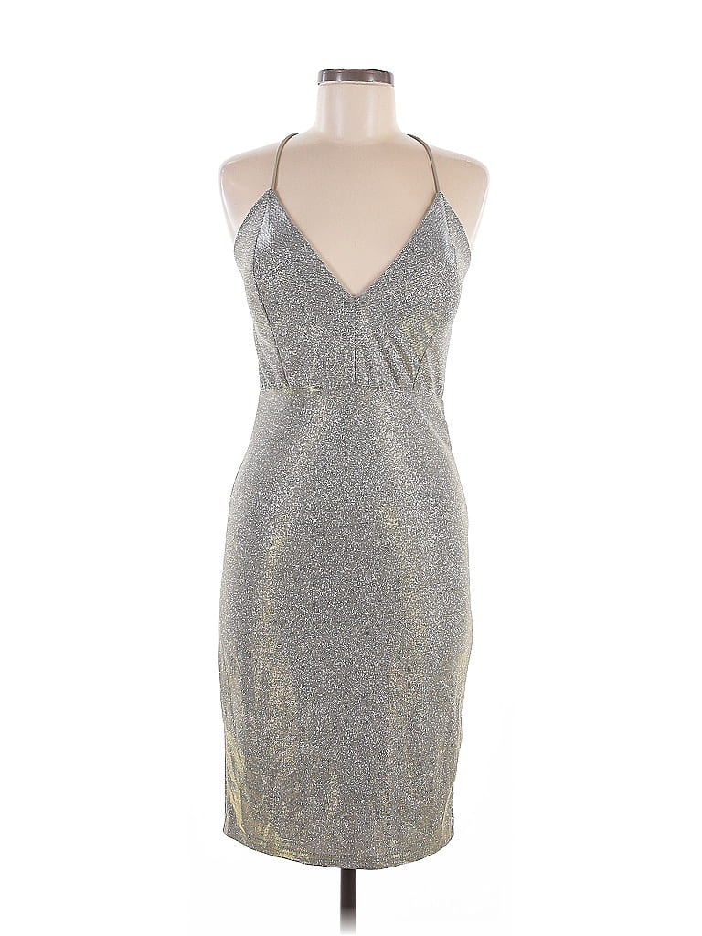 Akira 100% Polyester Metallic Silver Cocktail Dress Size M - photo 1