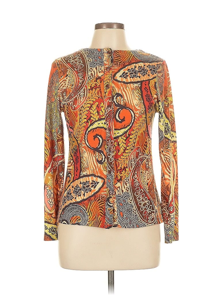 Sharagano Paisley Orange Cardigan Size L - photo 1