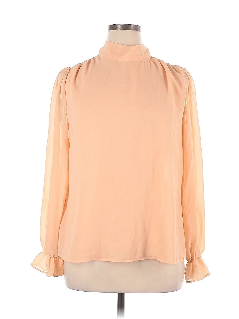 Eva Mendes by New York & Company 100% Polyester Orange Long Sleeve Blouse Size XL - photo 1