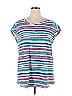 Woman Within Stripes Blue Short Sleeve T-Shirt Size 14 - photo 1