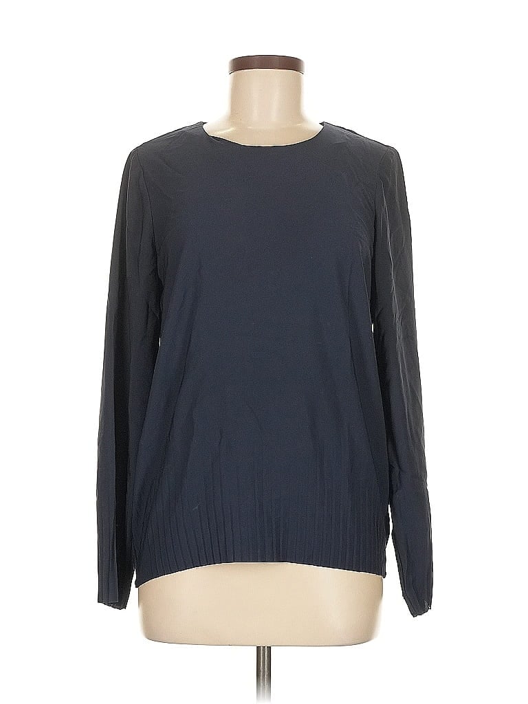 Pre-owned Aware By Vero Moda Long Sleeve Top Blue Crew Neck Tops