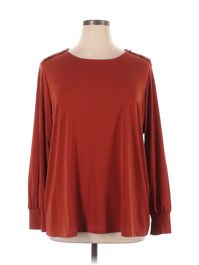 Susan Graver Burgundy Orange Long Sleeve Top Size 1X - photo 1