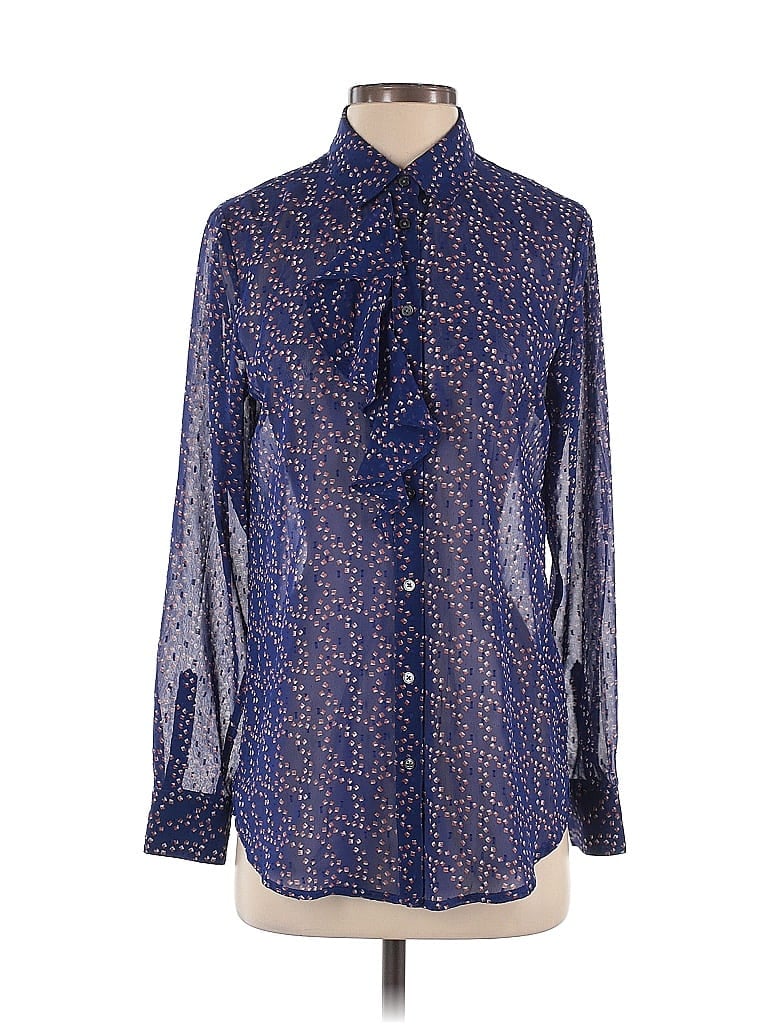 Pre-owned Banana Republic Long Sleeve Blouse In Blue