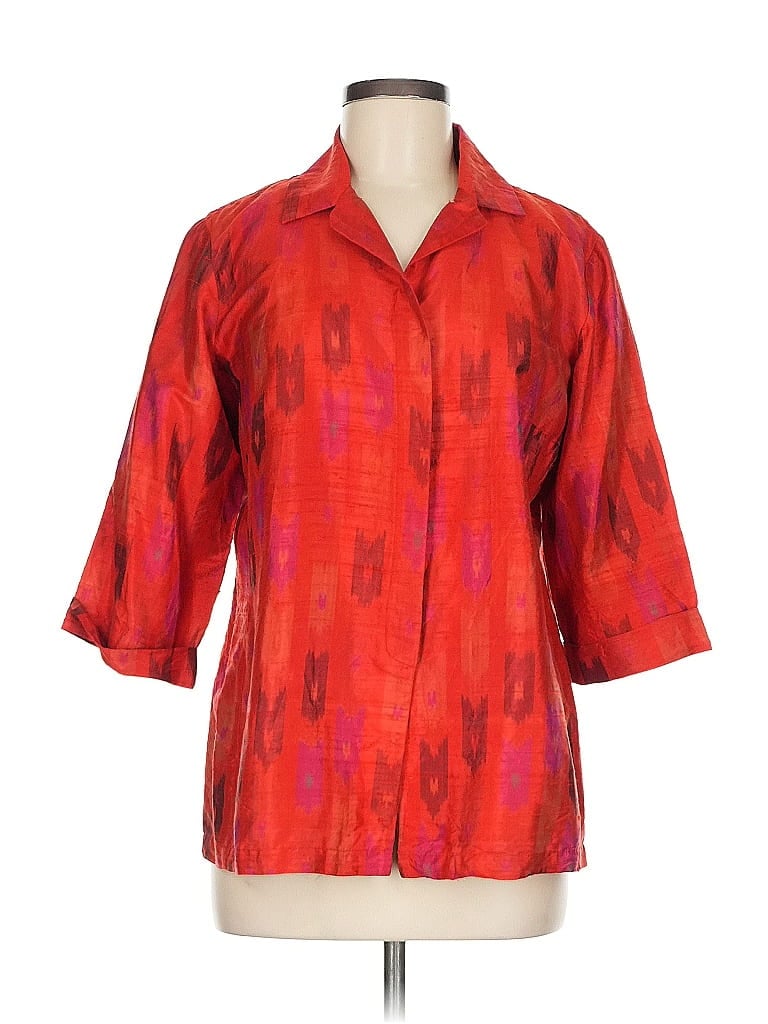 Chico's Design 100% Silk Red 3/4 Sleeve Silk Top Size M - photo 1