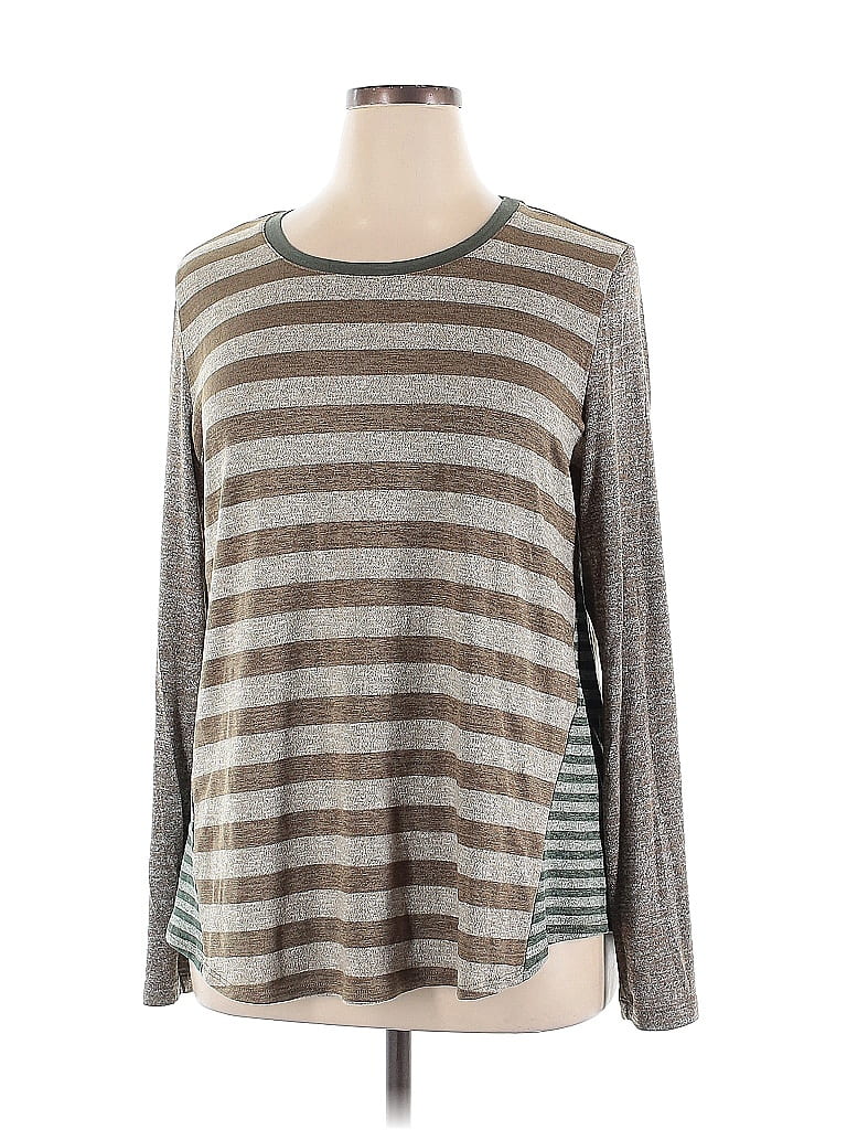 LOGO by Lori Goldstein Gray Long Sleeve T-Shirt Size XL - photo 1