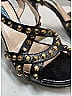 Prada 100% Leather Black Leather Studded Heels Size EU 37 - photo 5