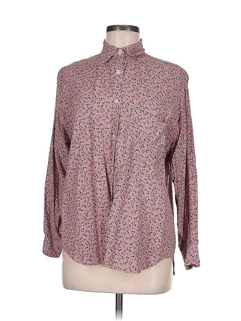 Guess Jeans 100% Rayon Print Pink Long Sleeve Blouse Size M - photo 1
