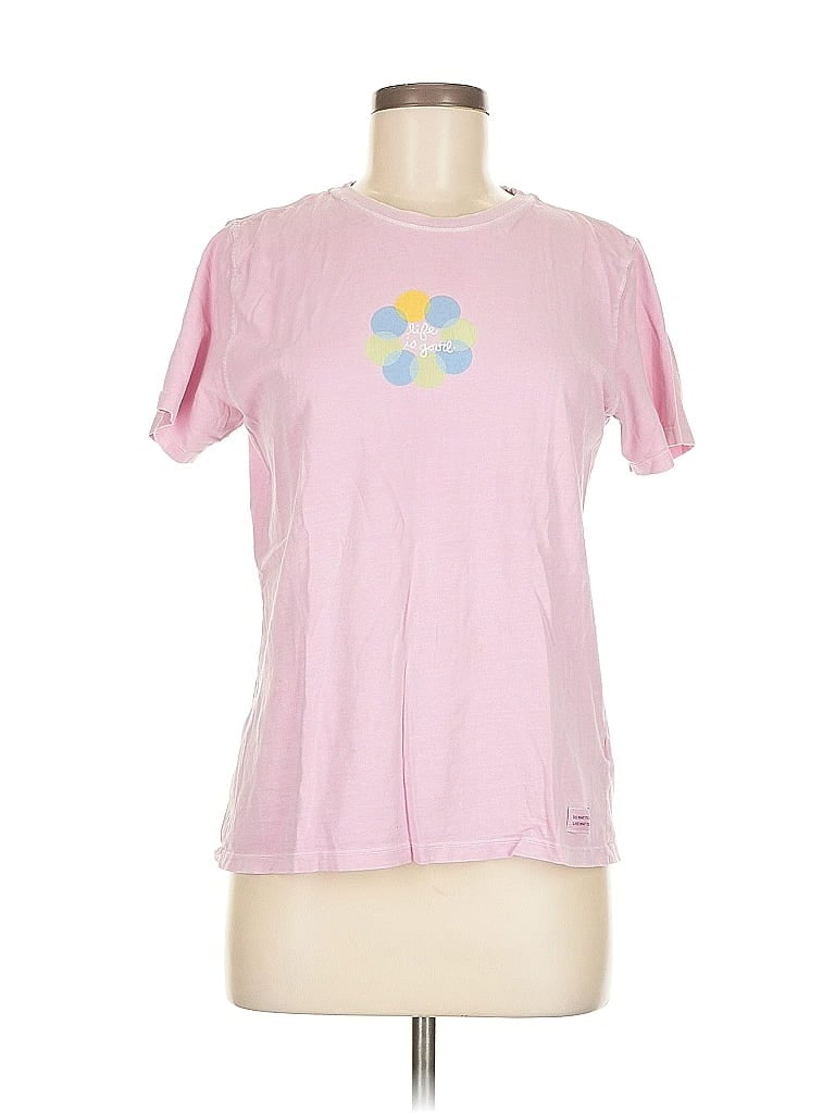 Life Is Good 100% Cotton Floral Pink Short Sleeve T-Shirt Size M - photo 1