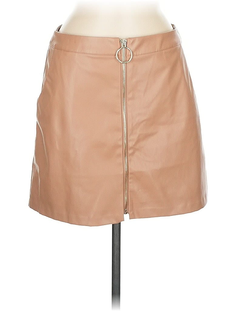 Alexia Admor 100% Polyurethane Tan Faux Leather Skirt Size 8 - photo 1