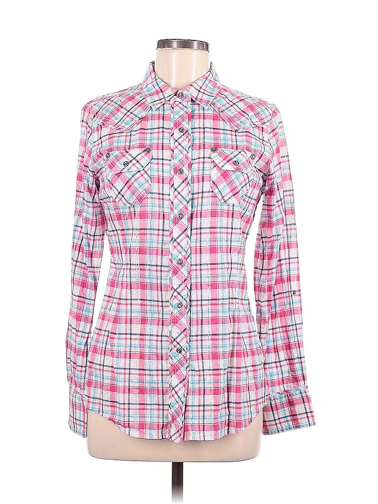 Ariat Plaid Pink Long Sleeve Button-Down Shirt Size M - photo 1