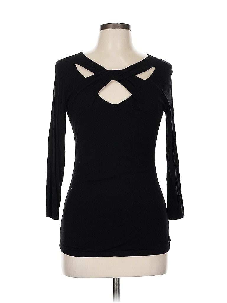 INC International Concepts Black 3/4 Sleeve Top Size M - photo 1
