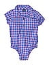 Baby Gap 100% Cotton Checkered-gingham Purple Short Sleeve Onesie Size 18-24 mo - photo 1