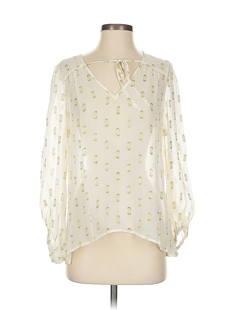 S.Y.L.K. 100% Silk Ivory 3/4 Sleeve Silk Top Size S - photo 1