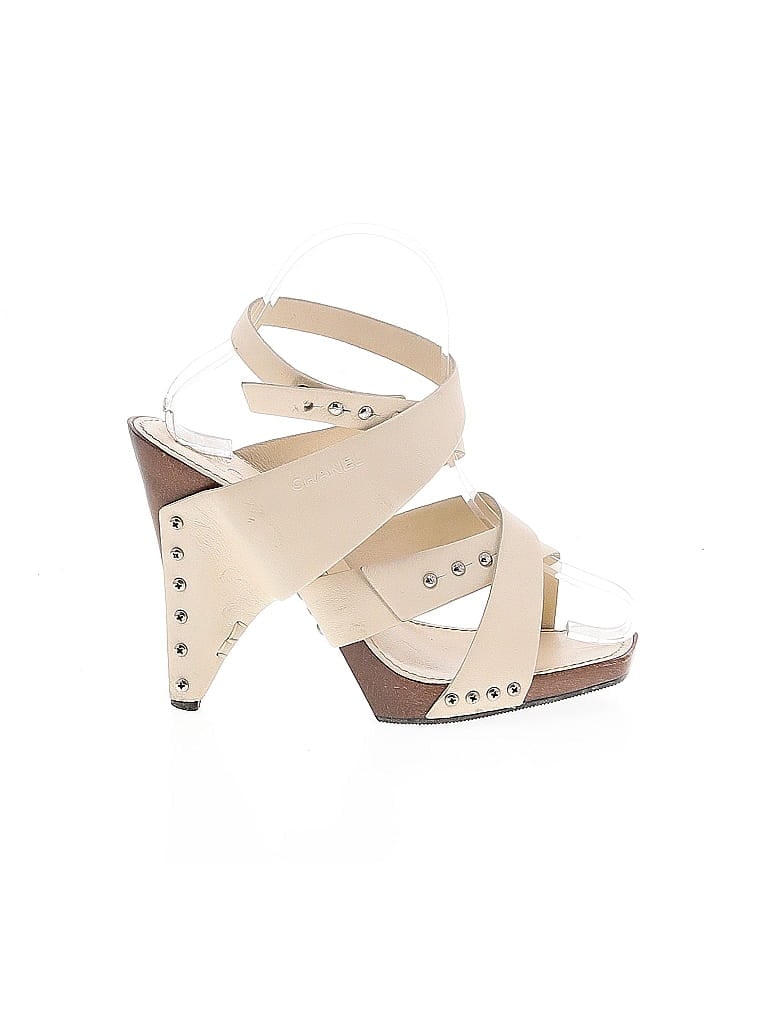Chanel Ivory Leather Sandals Size EU 37 - photo 1