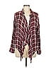 Elan 100% Rayon Plaid Burgundy Long Sleeve Blouse Size M - photo 1