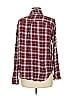 Elan 100% Rayon Plaid Burgundy Long Sleeve Blouse Size M - photo 2