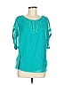 Joseph A. 100% Polyester Teal Short Sleeve Blouse Size M - photo 1