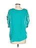 Joseph A. 100% Polyester Teal Short Sleeve Blouse Size M - photo 2