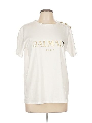 Balmain 3-Button Flocked Logo T-Shirt (view 1)