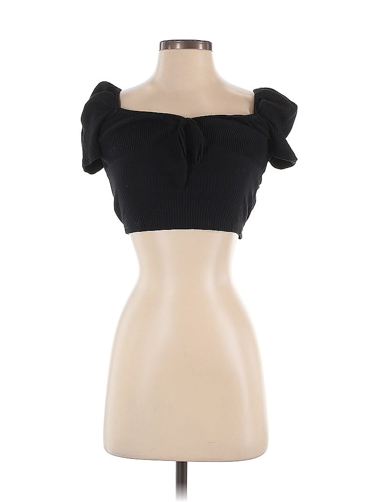 Polly 100% Cotton Black Short Sleeve Top Size 2 - photo 1