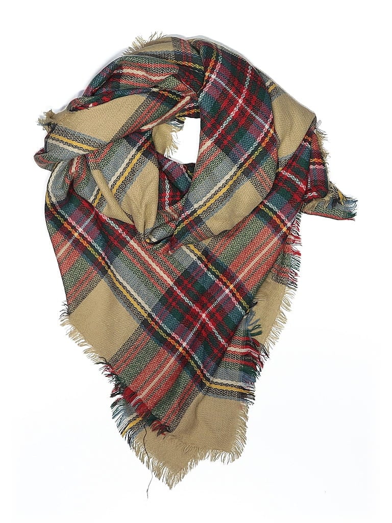 Unbranded Plaid Brown Tan Scarf One size - photo 1