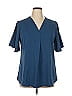 Timeson 100% Polyester Blue Short Sleeve Blouse Size XL - photo 1
