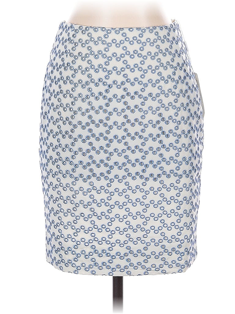 Akris Punto 100% Polyester Print Blue Ivory Casual Skirt Size 2 - photo 1