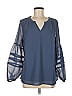 D&Co. 100% Polyester Blue Long Sleeve Blouse Size M - photo 1