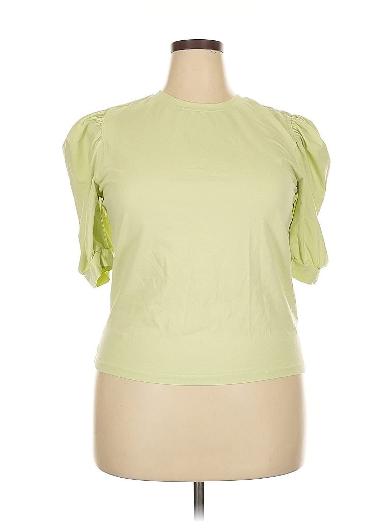 Pre-owned The Drop Short Sleeve Top Green Mock Neckline Tops
