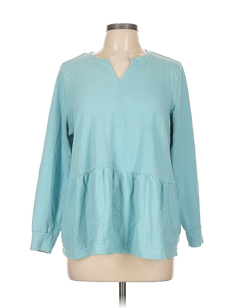 LOGO by Lori Goldstein Teal Sweatshirt Size L - photo 1