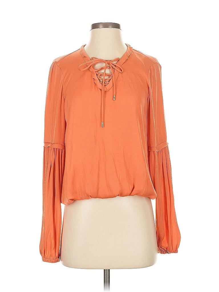 Pre-owned T Tahari Long Sleeve Blouse In Orange