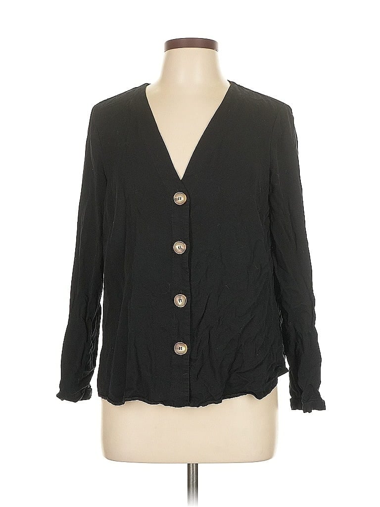 Pre-owned Asos Design Long Sleeve Blouse In Black