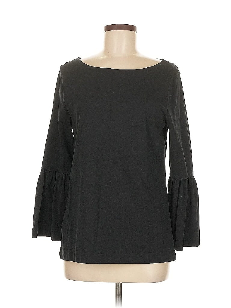 Pre-owned J.crew Factory Store 3/4 Sleeve Top Black Boatneck Tops