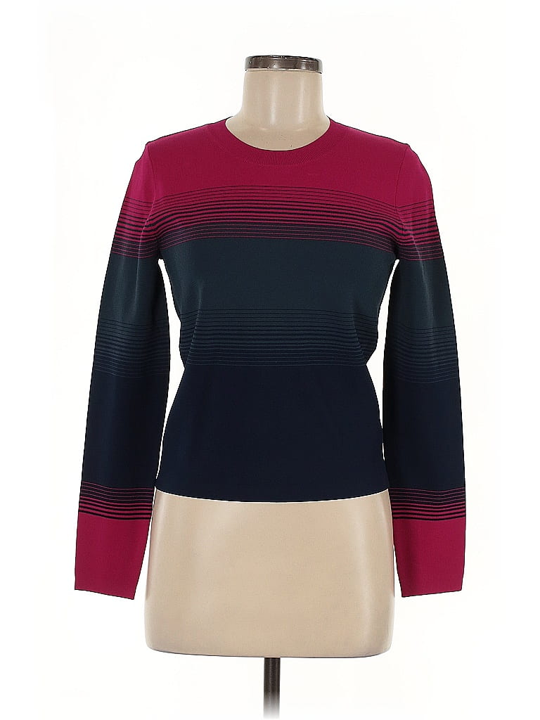 Tanya Taylor Color Block Burgundy Blue Pullover Sweater Size M - photo 1