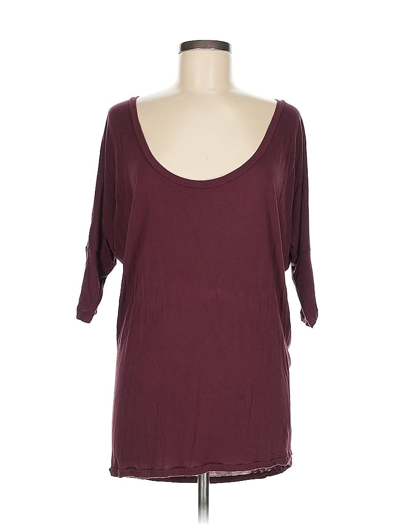 Pre-owned American Apparel 3/4 Sleeve T-shirt In Burgundy