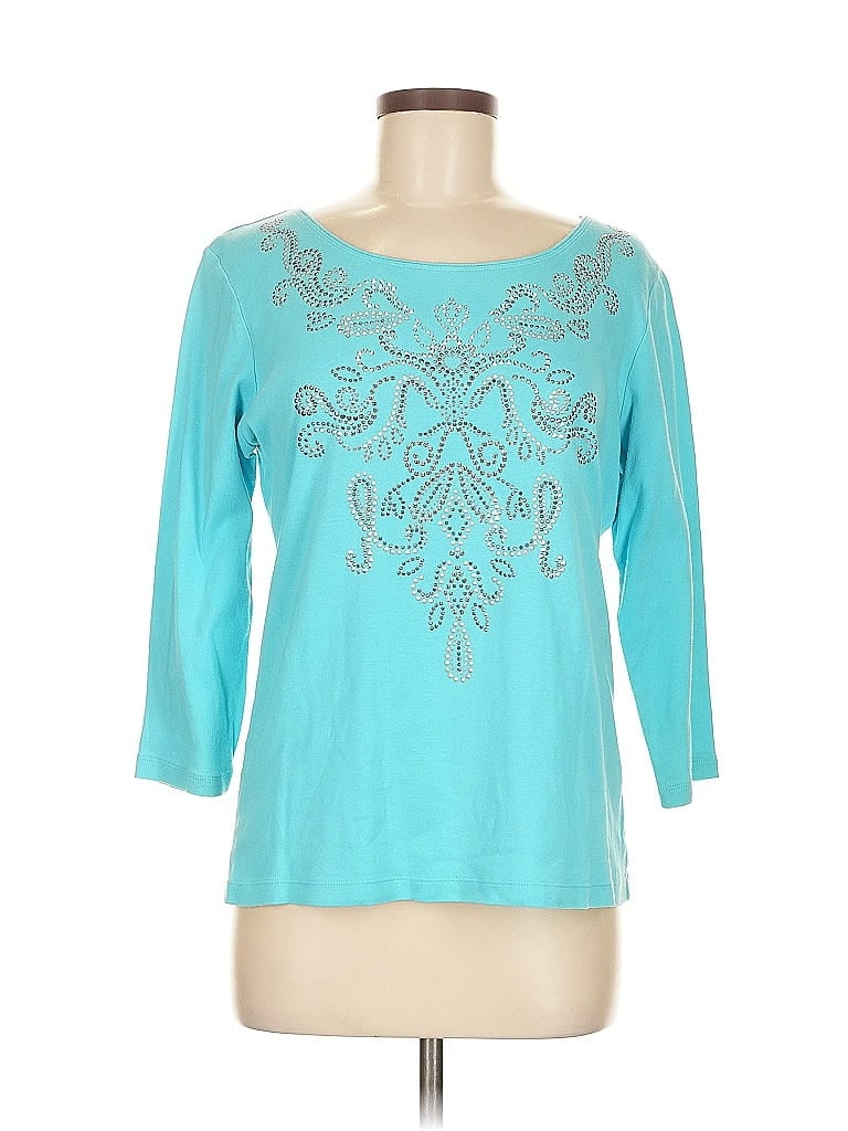 Karen Scott 100% Cotton Teal 3/4 Sleeve T-Shirt Size M - photo 1
