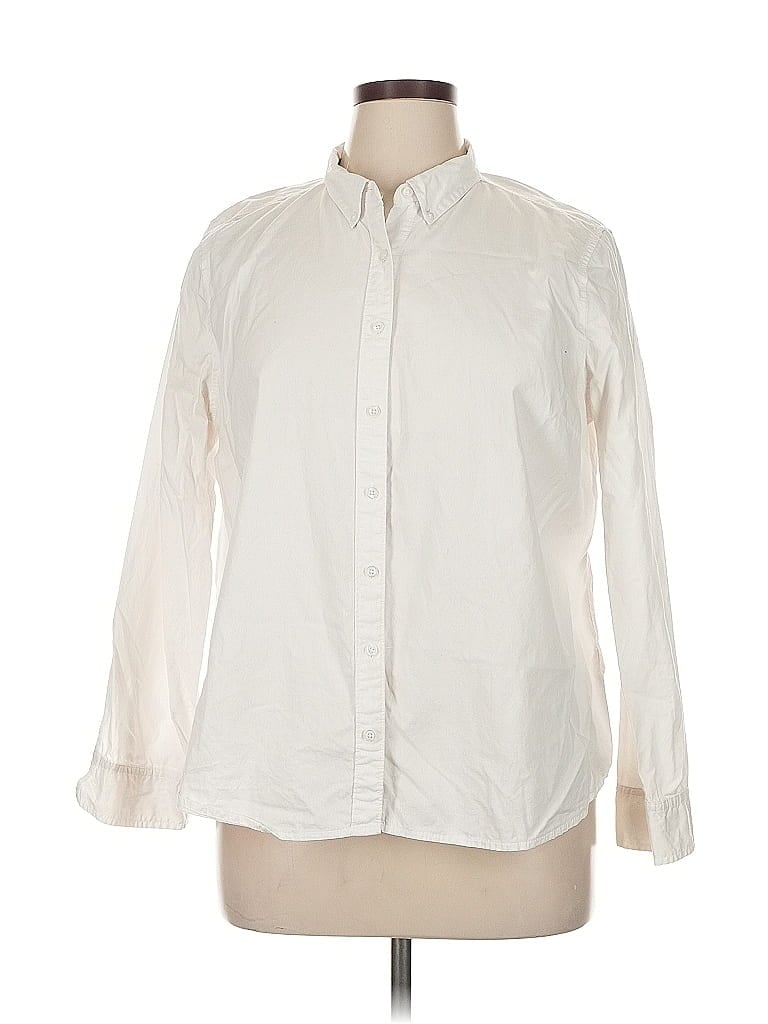 Pre-owned Sonoma Goods For Life Long Sleeve Button Down Shirt In White