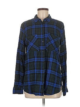 Nasty Gal Inc. Plaid Blue Long Sleeve Blouse Size 10