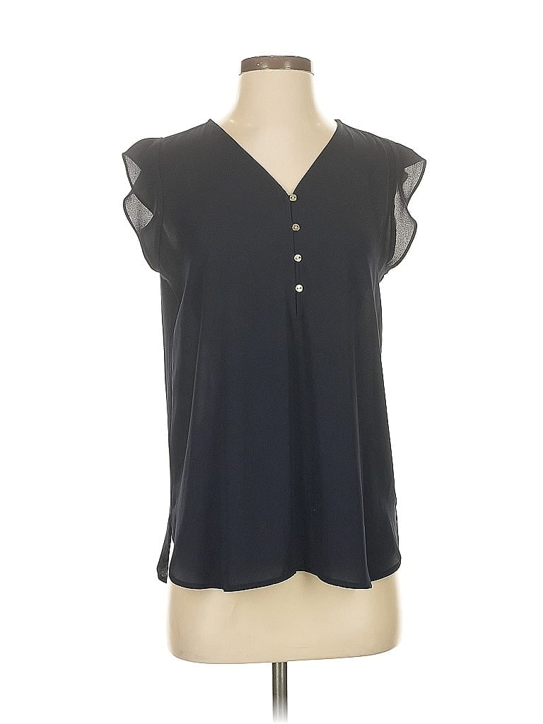 Ann Taylor LOFT 100% Polyester Black Blue Sleeveless Blouse Size S - photo 1