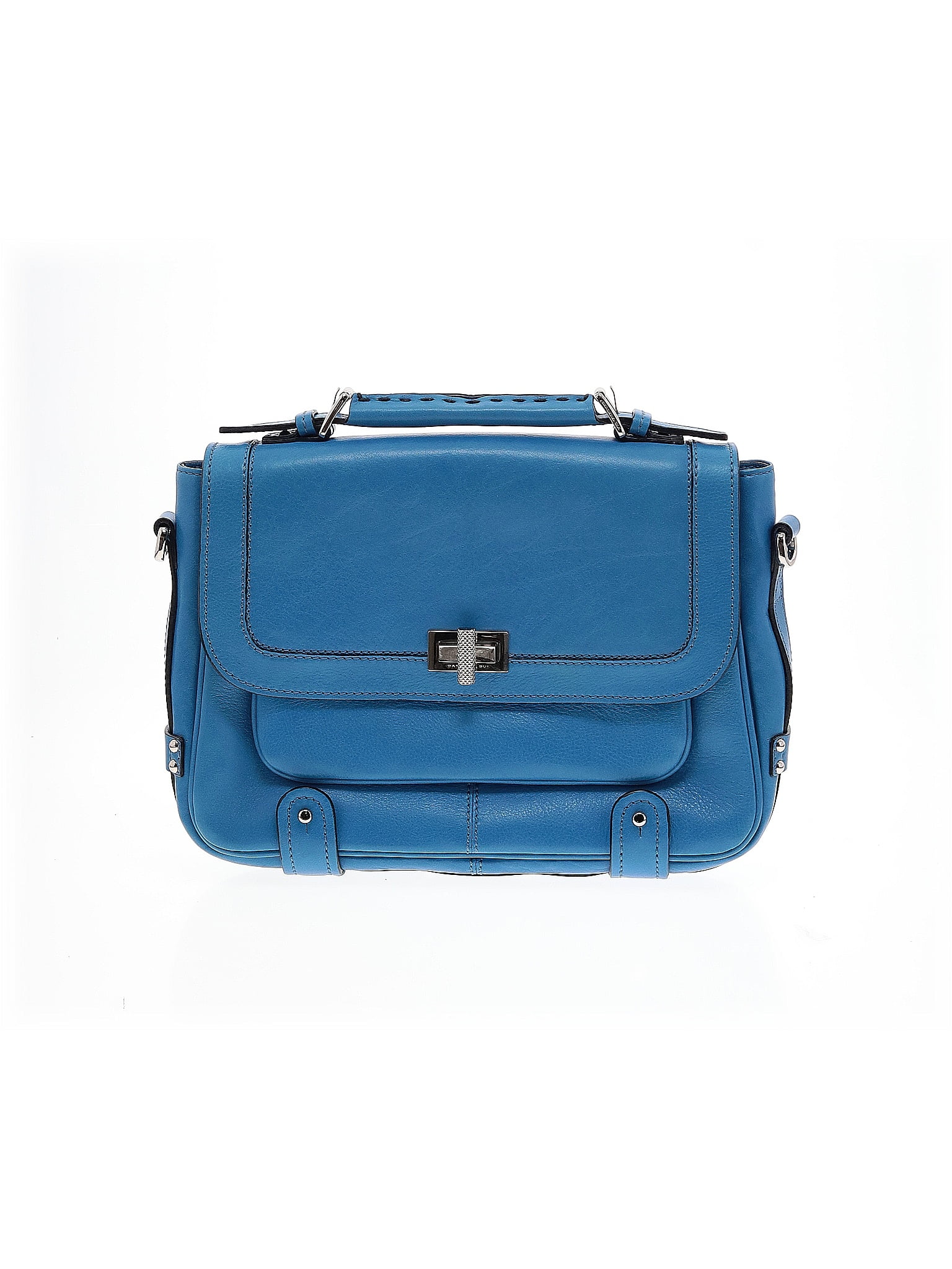 Barbara Bui 100% Leather Solid Blue Leather Satchel One size
