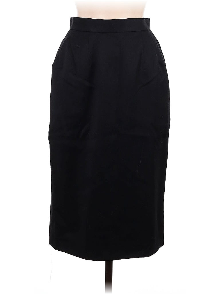 Pre-owned Anne Klein Ii Wool Skirt In Black