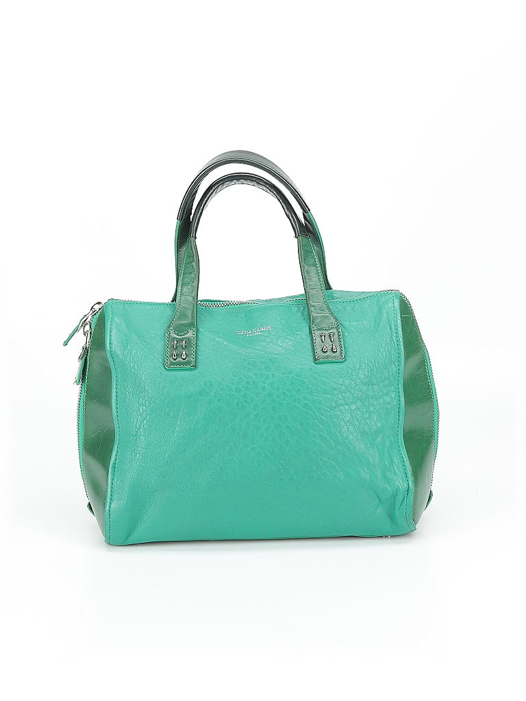 Olivia Harris 100% Leather Color Block Green Leather Satchel One size - photo 1